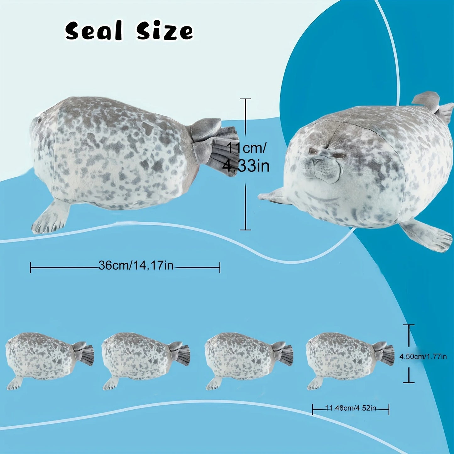 Blob Seal Pillow Plush – Mother with Four Kids, 40cm