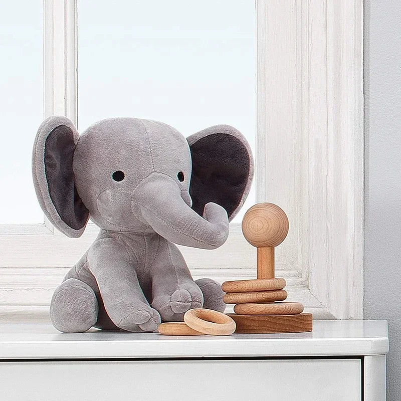 Gray-Pink Elephant Plush Pillow – 25cm