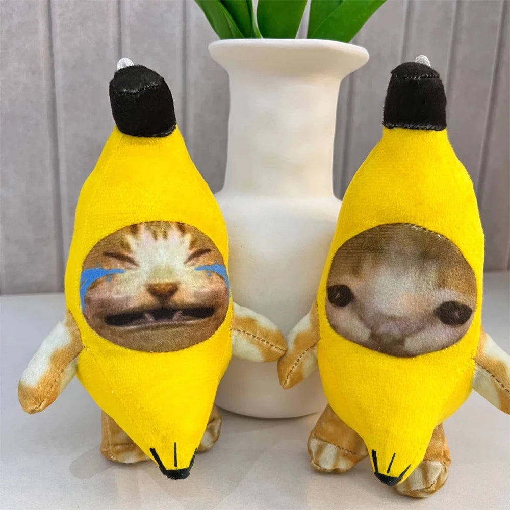 Banana Cat Plush Keychain – With Sound
