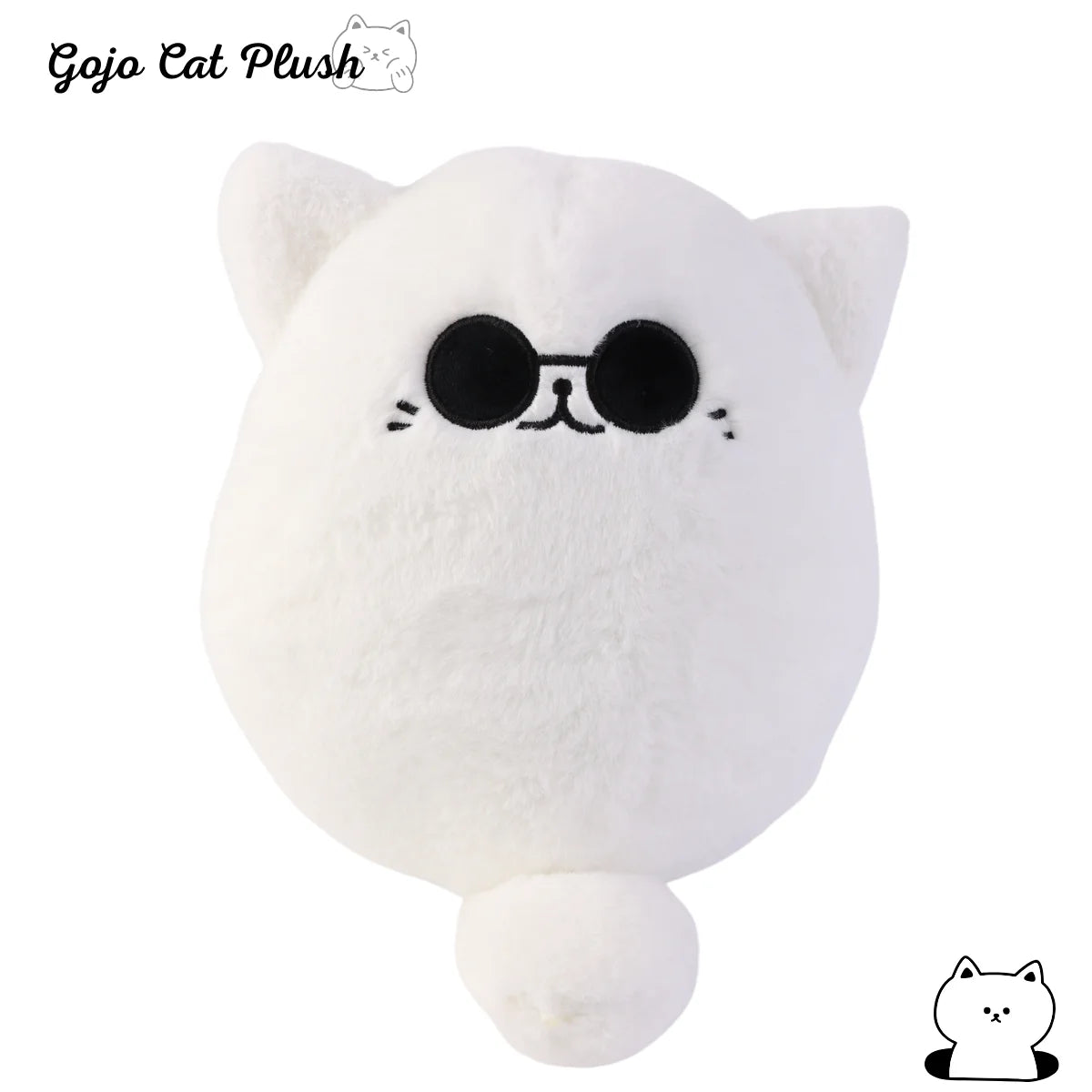 Gojo Cat Plush Pillow – Anime Sunglasses White Cat, 30cm