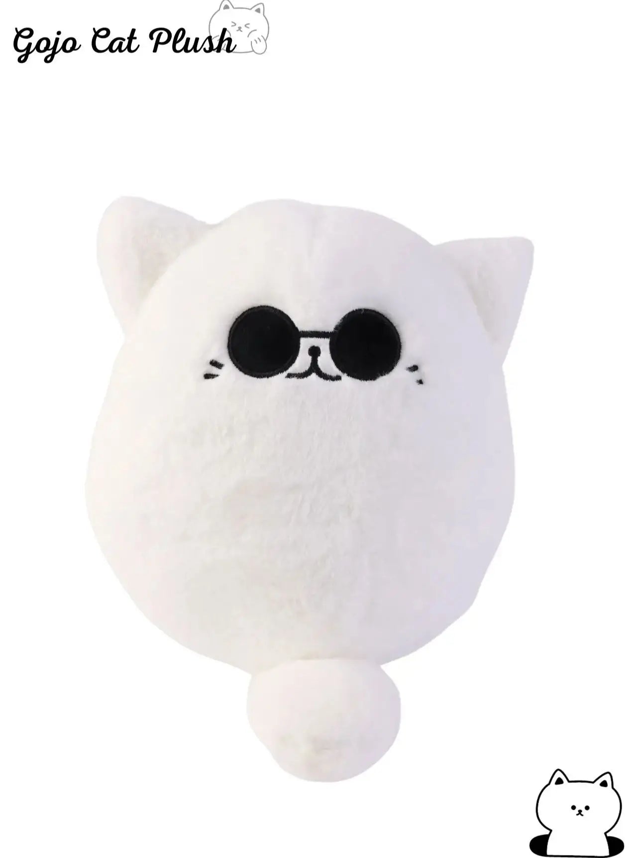 Gojo Cat Plush Pillow – Anime Sunglasses White Cat, 30cm