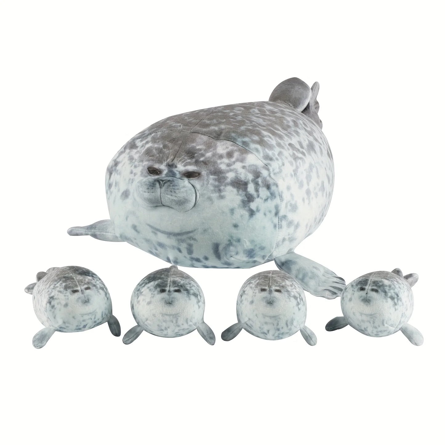 Blob Seal Pillow Plush – Mother with Four Kids, 40cm