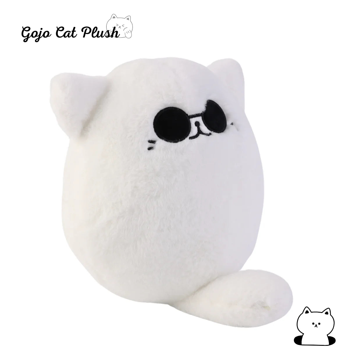 Gojo Cat Plush Pillow – Anime Sunglasses White Cat, 30cm